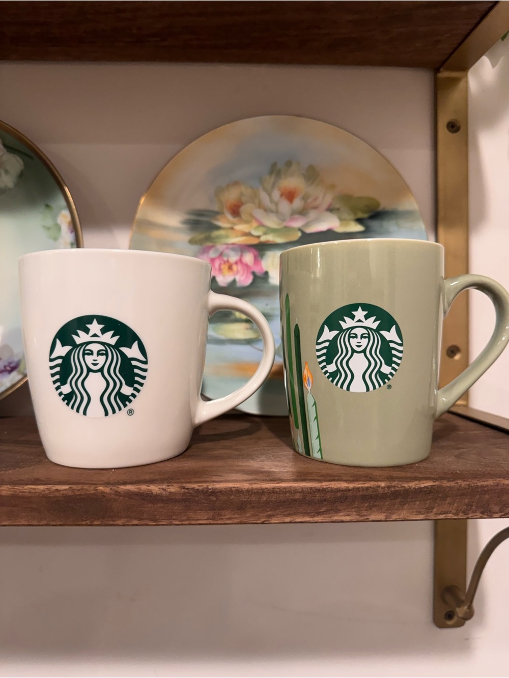 Starbucks Siren Logo Coffee Mugs Set of 2 Classic White 12 oz & Birthday 10oz